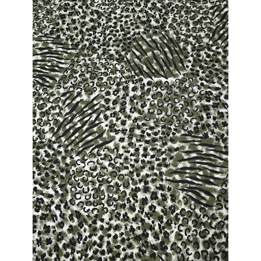 Animal  Green Black, Zebra, Cheera  Fabric 3 Continuous Yards 58 Inch Wide
